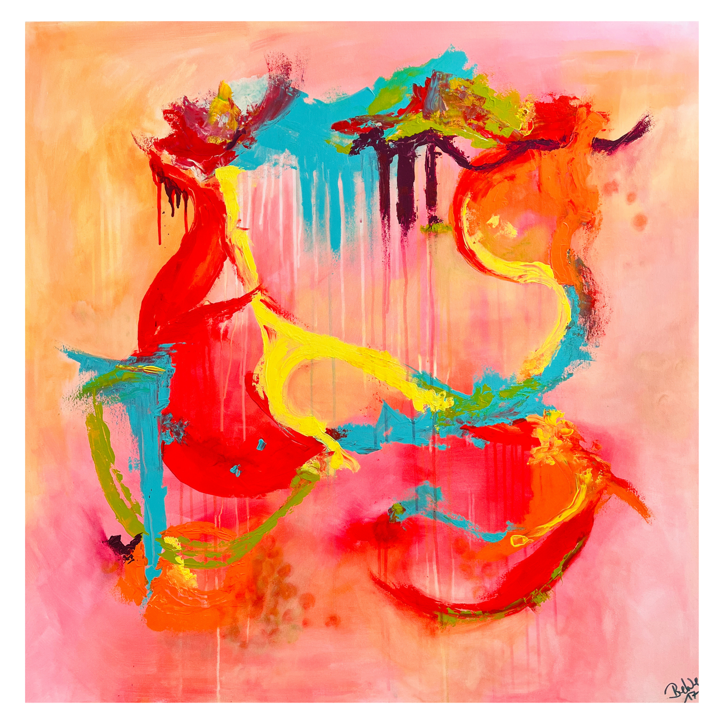 "Lebenszirkus" Acryl auf Leinwand, Größe: 100 x 100 x 4,5 cm (BxHxT)