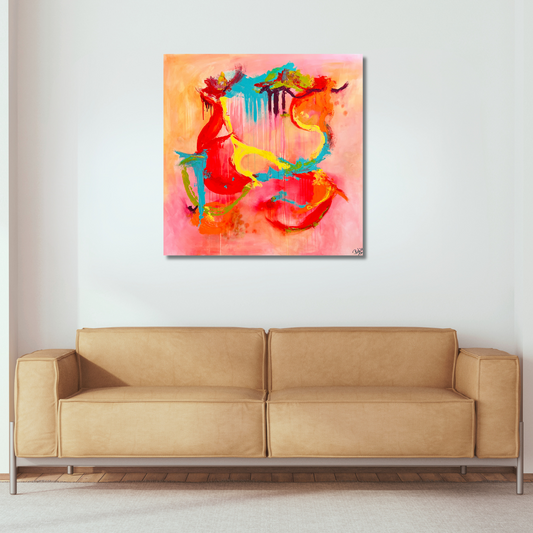 "Lebenszirkus" Acryl auf Leinwand, Größe: 100 x 100 x 4,5 cm (BxHxT)