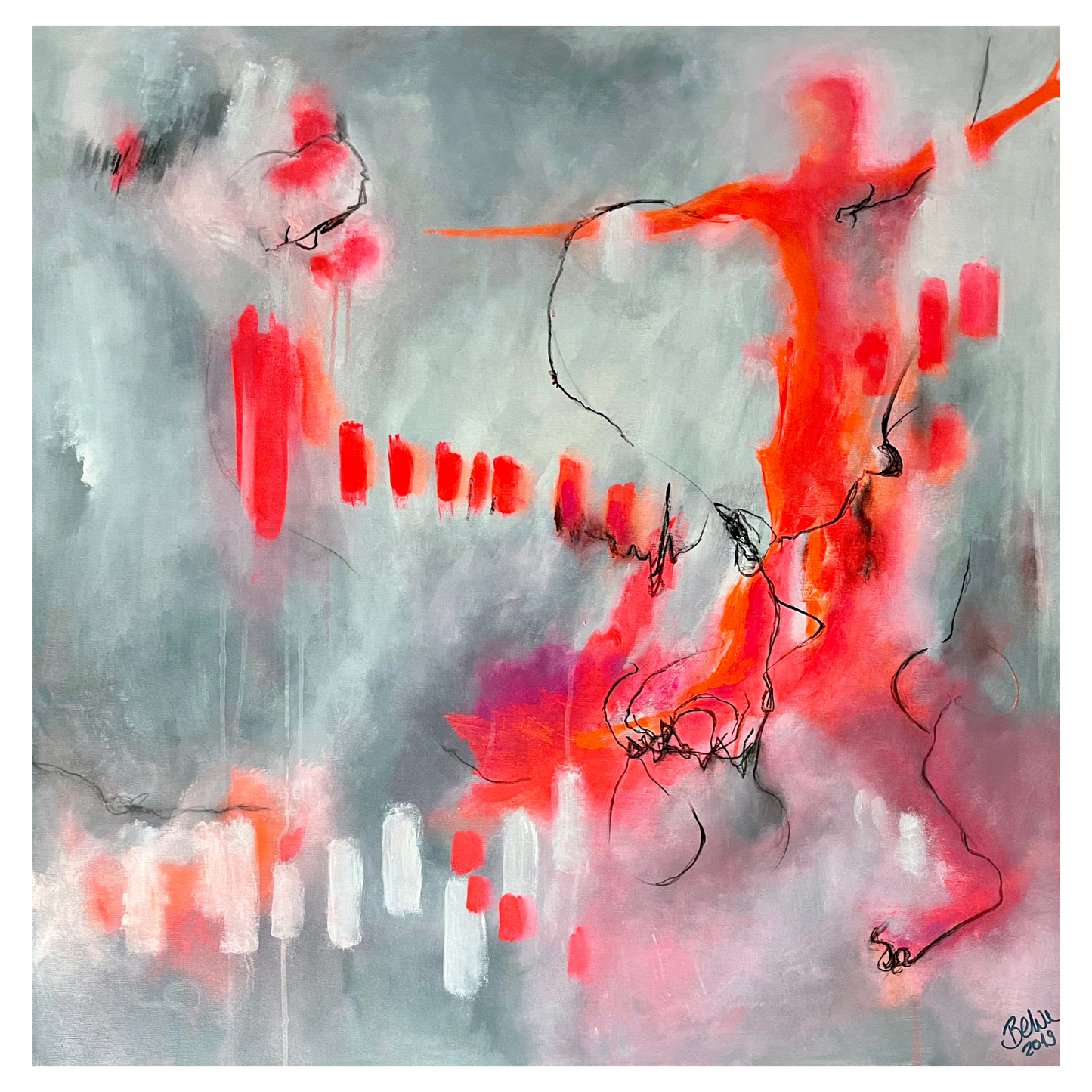 "Marionette, cut off your strings!" Acryl auf Leinwand, Größe: 100 x 100 x 4,5 cm (BxHxT)