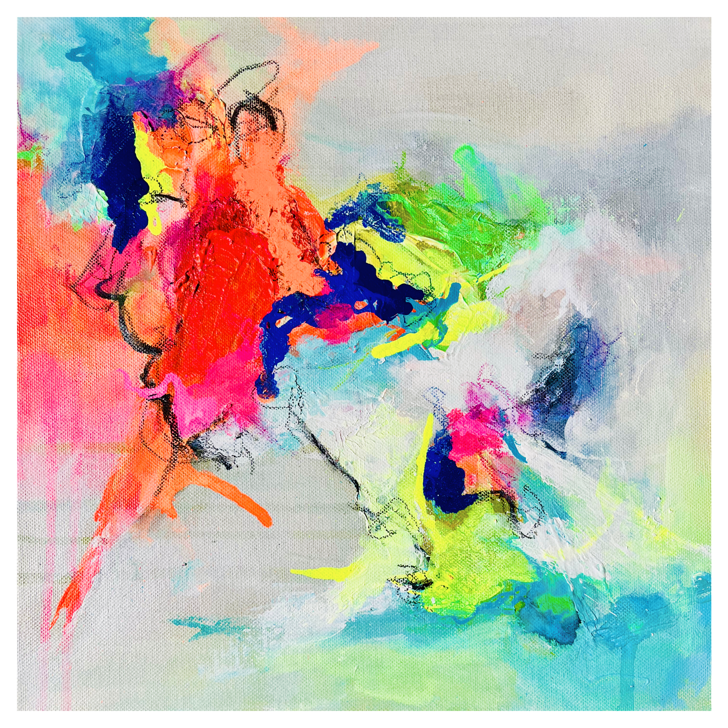 "Neon Moods 1" Acryl auf Leinwand, Größe: 30 x 30 x 1,6 cm (BxHxT)