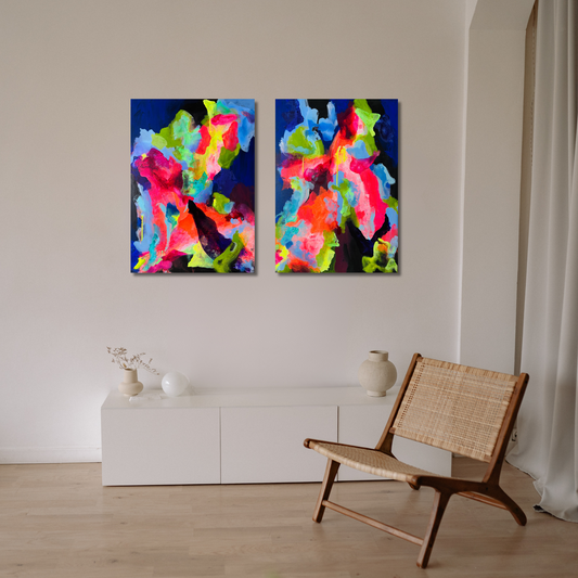 "Diversity 3 und 4" Acryl auf Leinwand, als Diptychon mit je 50 x 70 x 1,6 cm (BxHxT)