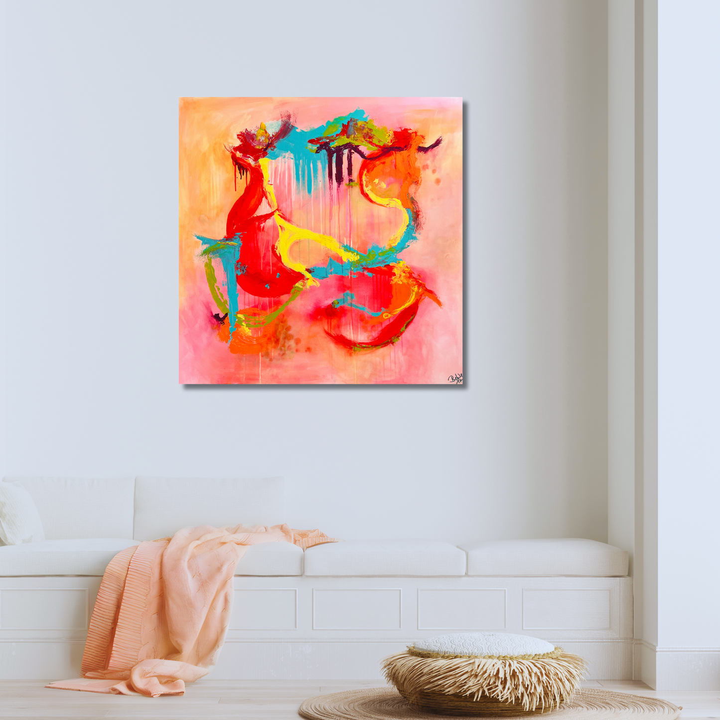 "Lebenszirkus" Acryl auf Leinwand, Größe: 100 x 100 x 4,5 cm (BxHxT)