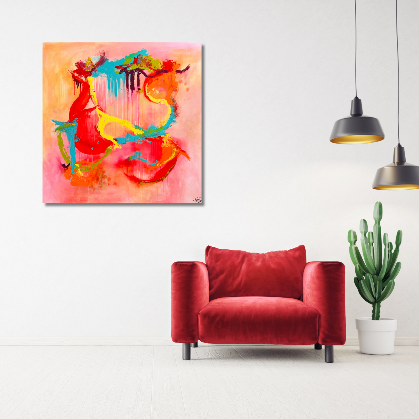 "Lebenszirkus" Acryl auf Leinwand, Größe: 100 x 100 x 4,5 cm (BxHxT)