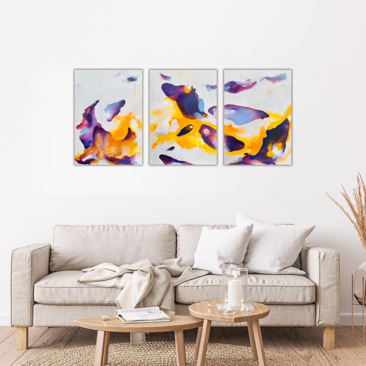 "Sein - Tun - Haben" Mixed Media auf Leinwand, Größe: 3x je 50 x 70 cm (BxH)